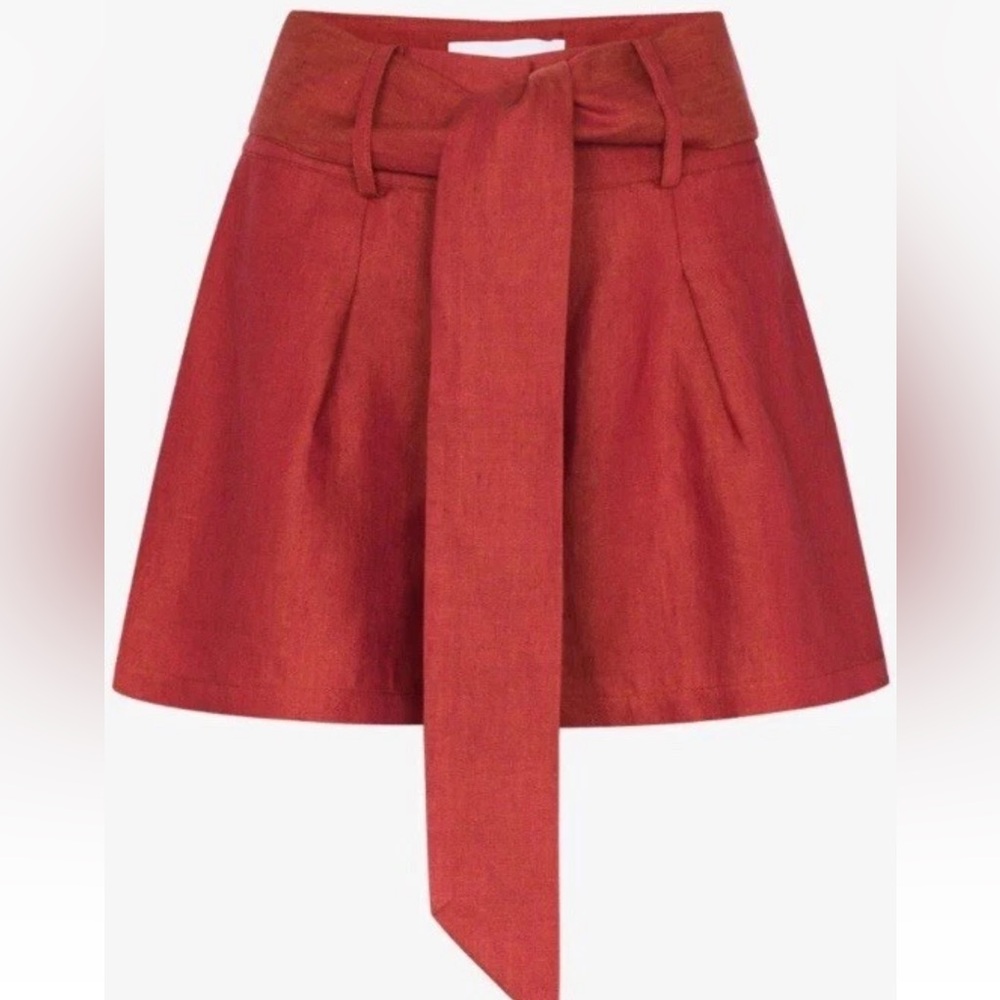 BONDI BORN High Waist Red Tie-Front Shorts - Picture 4 of 9